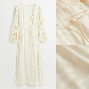 H&M Jacquard-Weave Wrap Dress, Cream – NWT